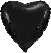 FM 18" сердце Черное  без рисунка фольгированный шар